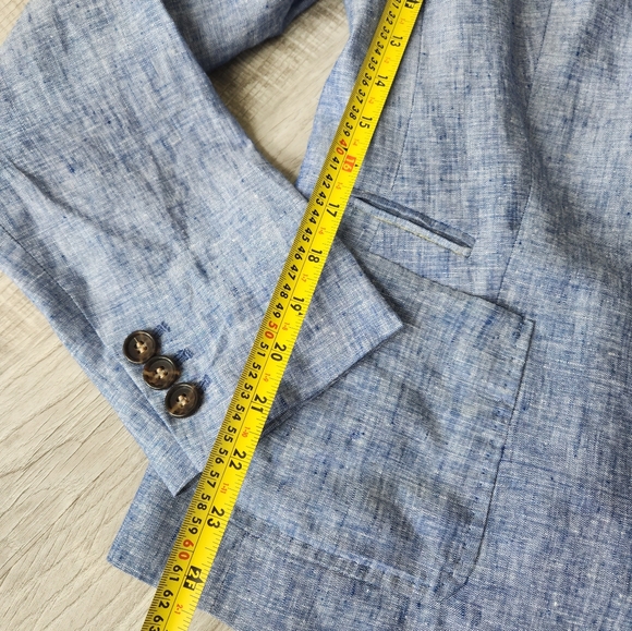 Talbots  Chambray Blue Linen 2 Button Lined Blazer Size 8 - Picture 9 of 10